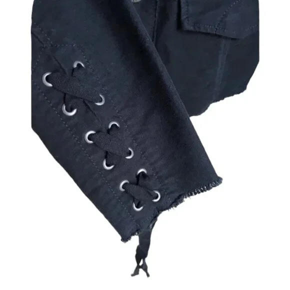 Free People Black Faux Suede Button Down Jacket Military Style - Picture 5 of 5